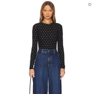 Frame Dotted Stretch Mesh Top Size XS